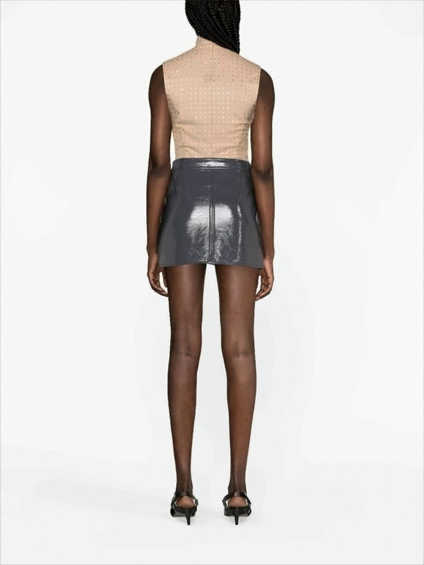 Reflective Mini Skirt with Button Closure