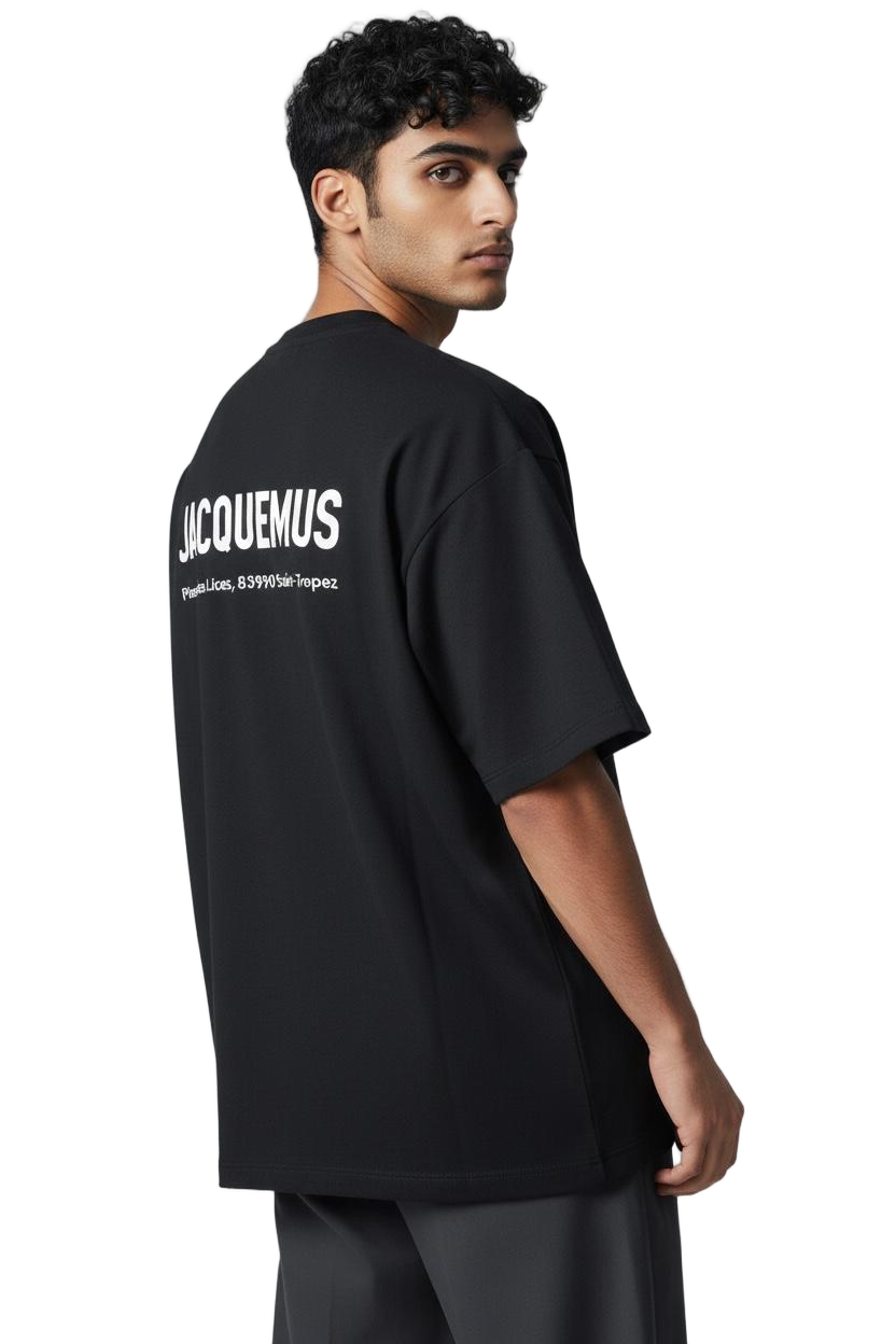 Loose-Fitting Black T-Shirt with Logo Details