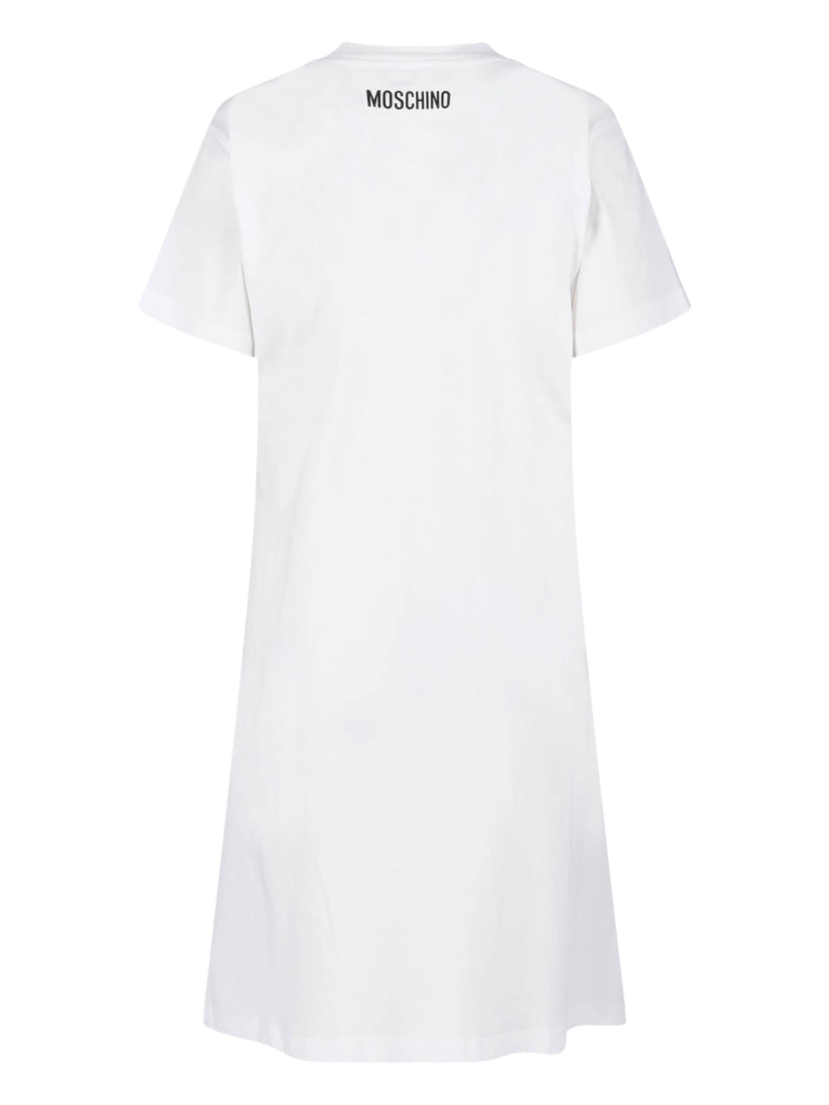 White Smiley Print Cotton Mini Dress