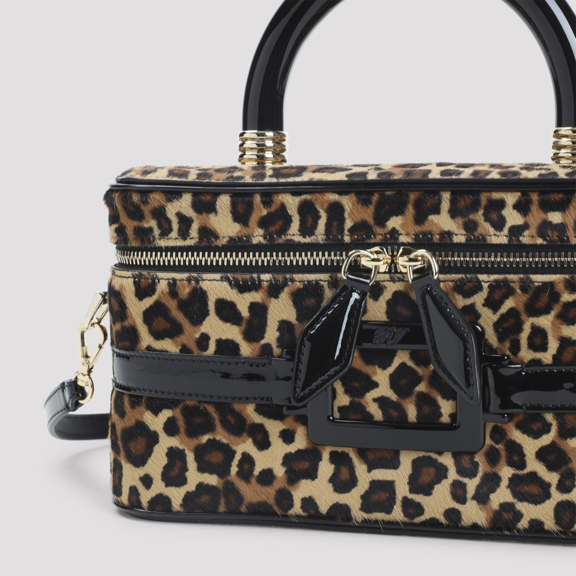 Structured Rectangular Handbag With Bold Leopard Print
