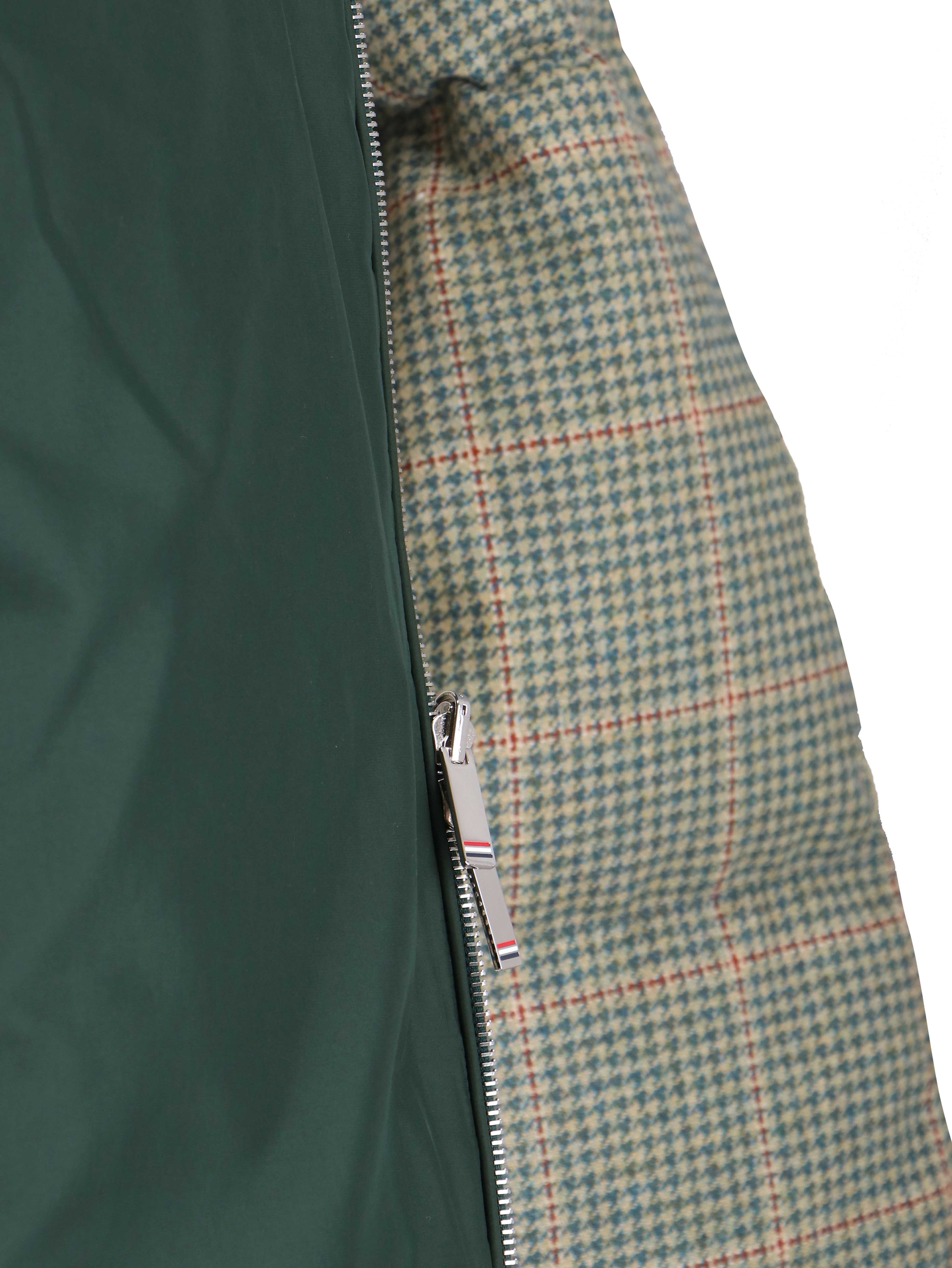 "Houndstooth Reversible" Down Jacket – Green/Black
