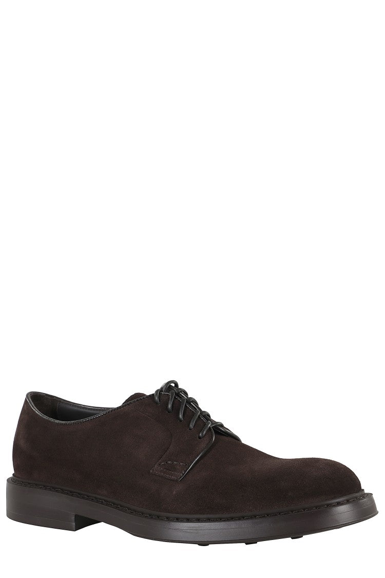 Mink Suede Derby Lace-Up Shoes