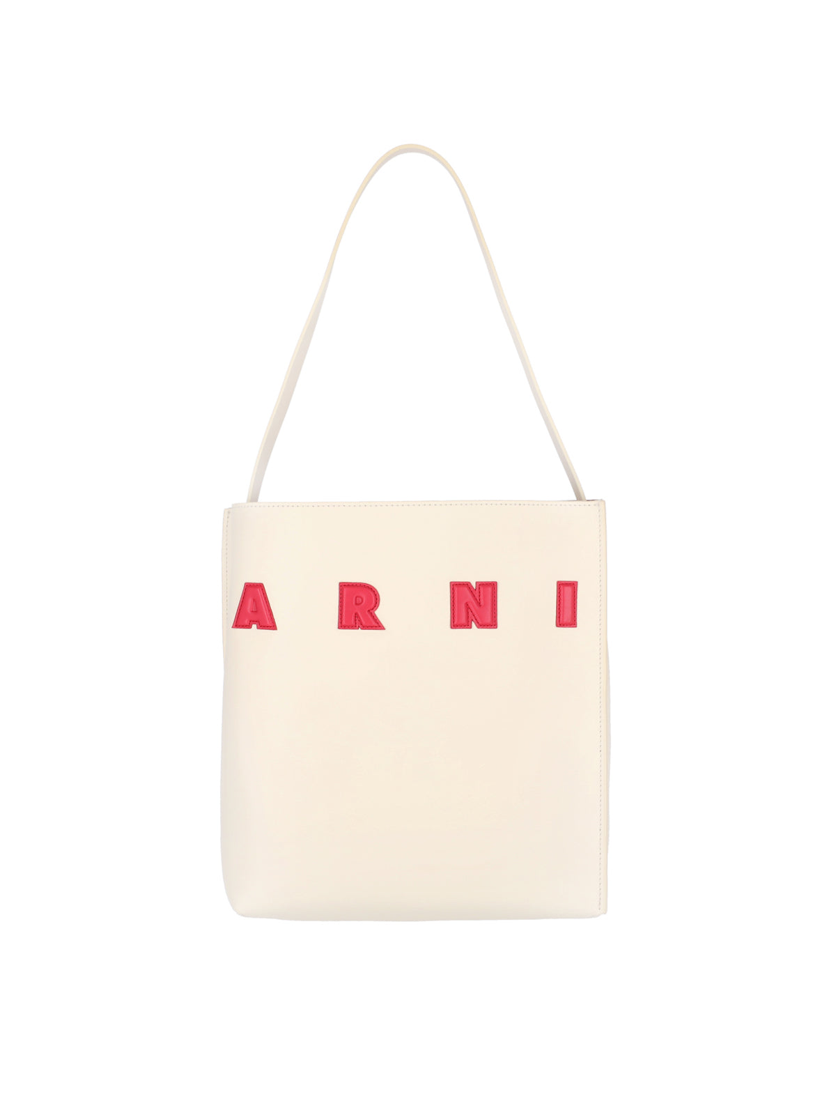 Structured Handbag With Bold Lettering And Minimalist Design