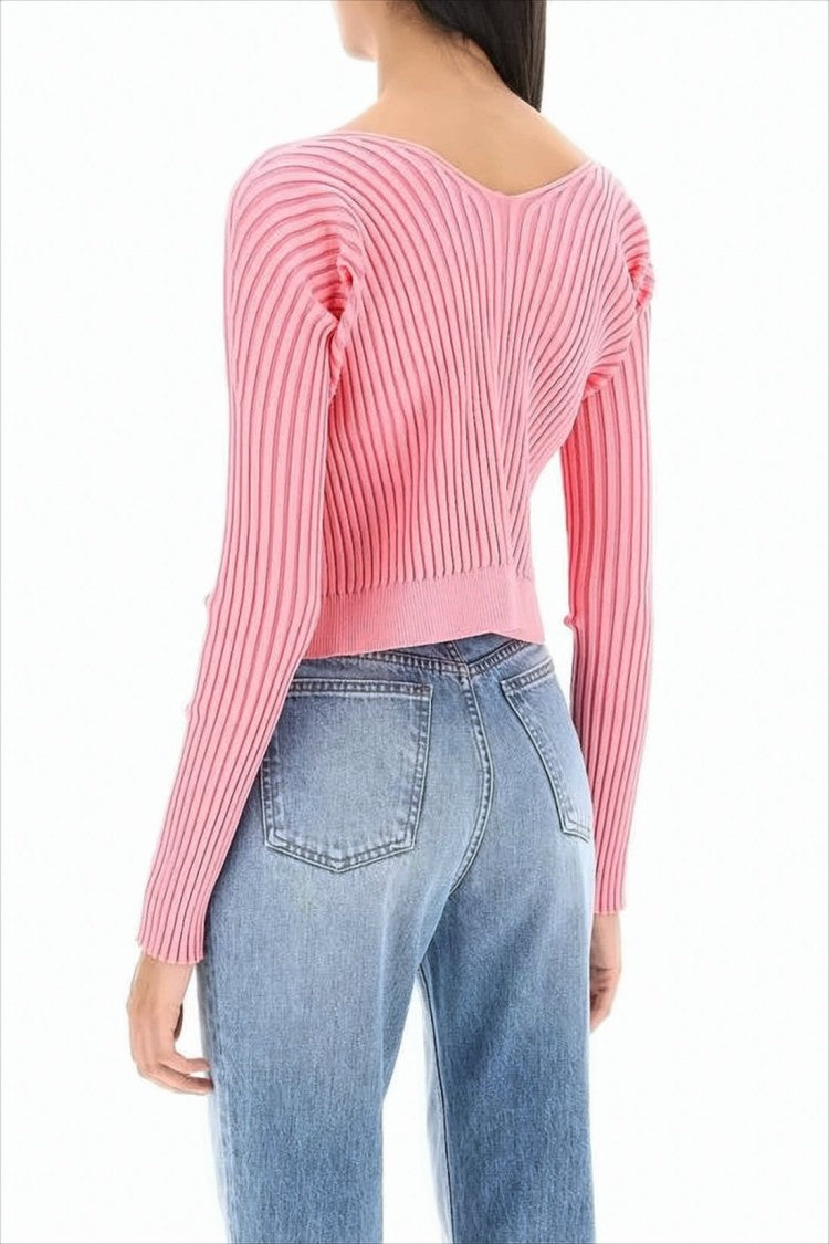 Ribbed Knit Cropped Bolero with Unique Hook Closure