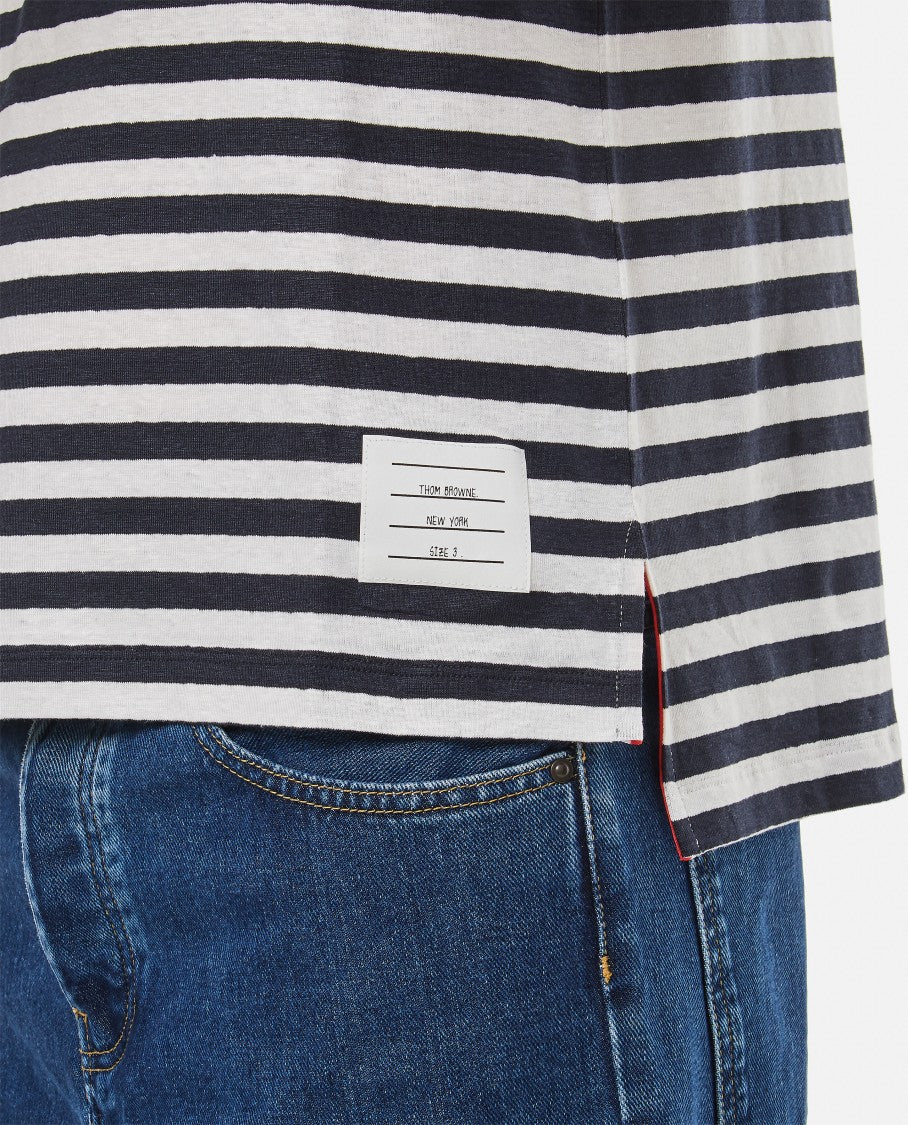 Linen Striped Pocket T-Shirt