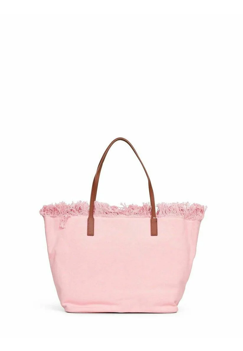Spacious Pink Tote Bag with Fringed Edge