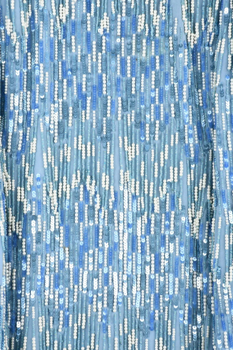 Short Charleston Sequin Dress - Light Blue
