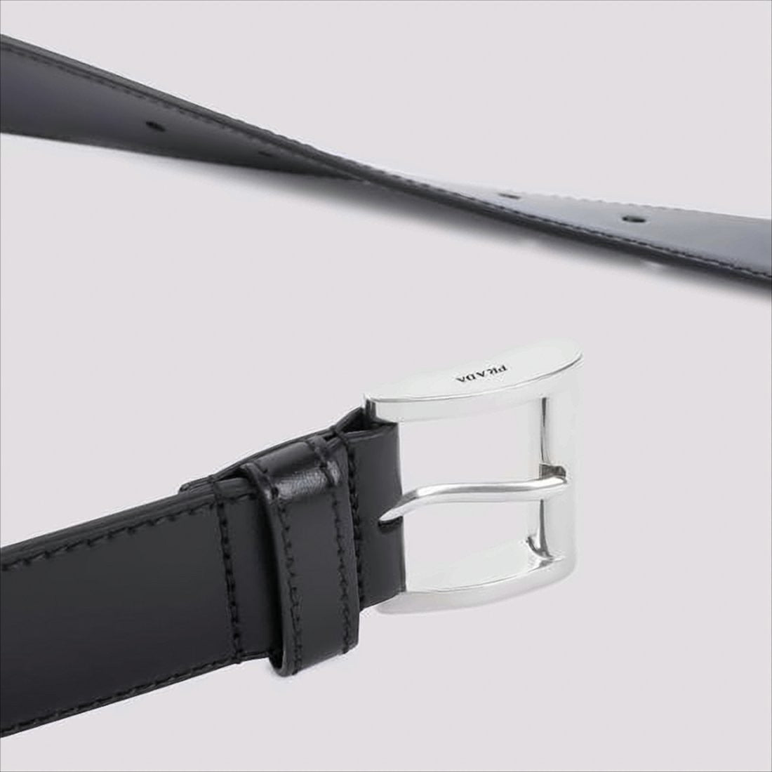 Regular-width Black Leather Belt with Polished Silver Buckle