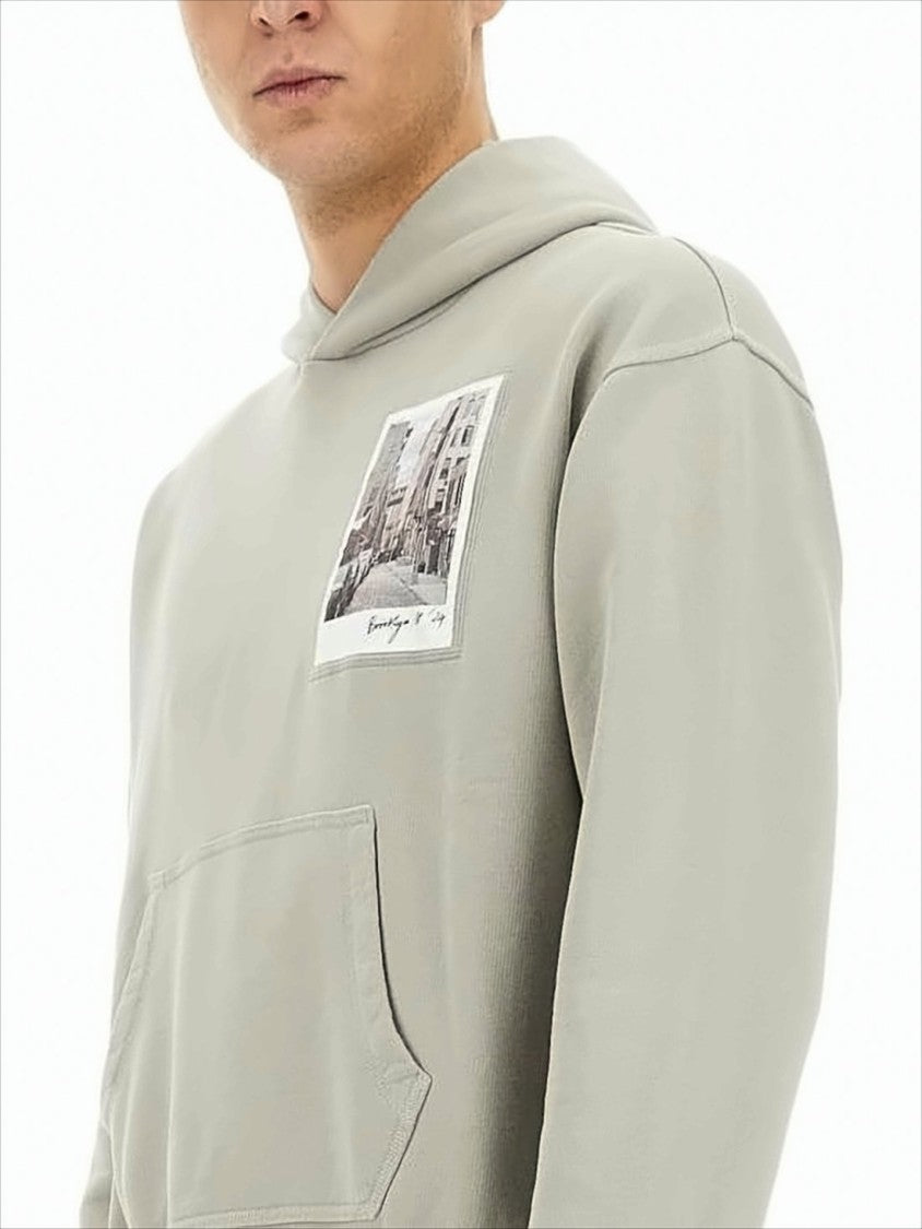 Relaxed Fit Hoodie with Photographic Print by Helmut Lang