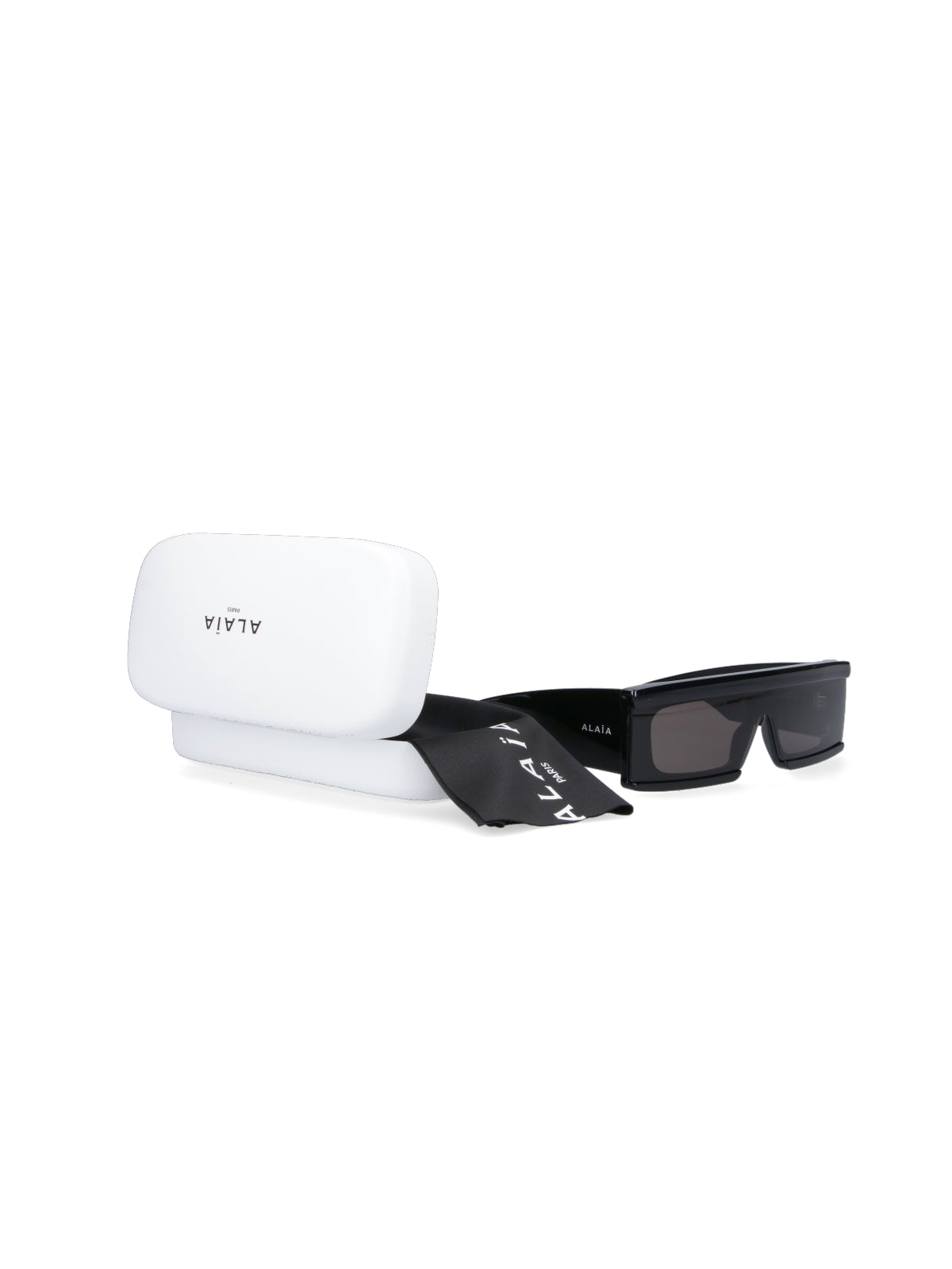Black Mask Rectangular Acetate Frame Sunglasses