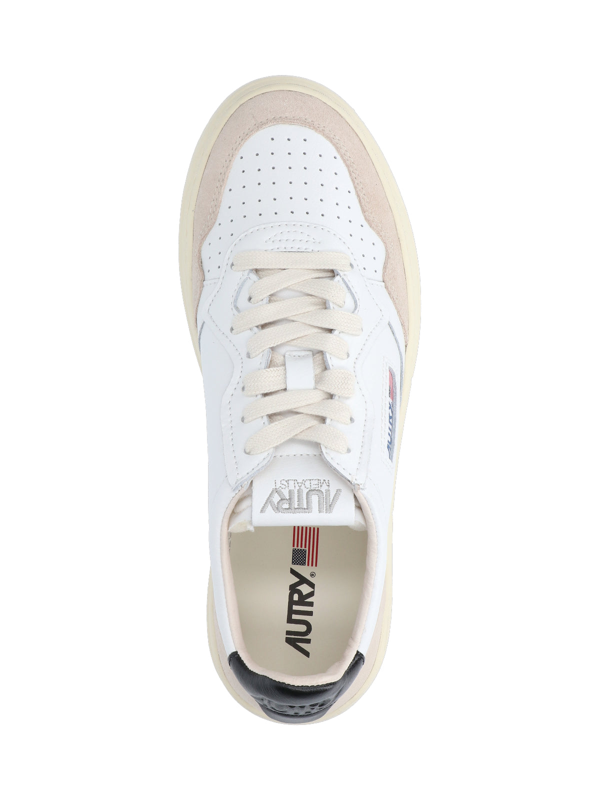 Low-Top Sneakers With Beige Suede Accents And Embossed Details