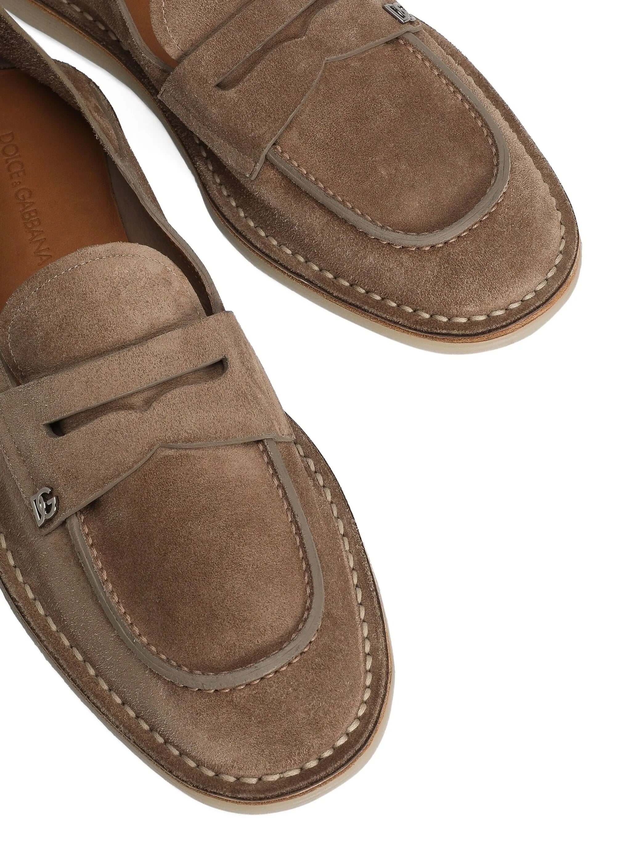 Brown Croba Suede Penny Strap Loafers