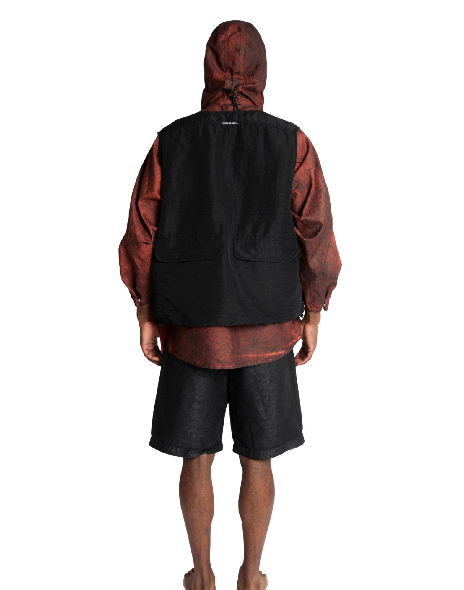 Black Hemp Blend Garment Dyed Fishing Vest