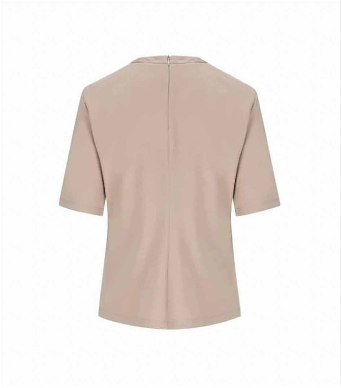 Short-Sleeved Wool Blend Top with Embossed Logo