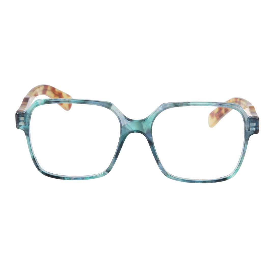 Lisa Translucent Teal and Tortoiseshell Sunglasses with Square Frame