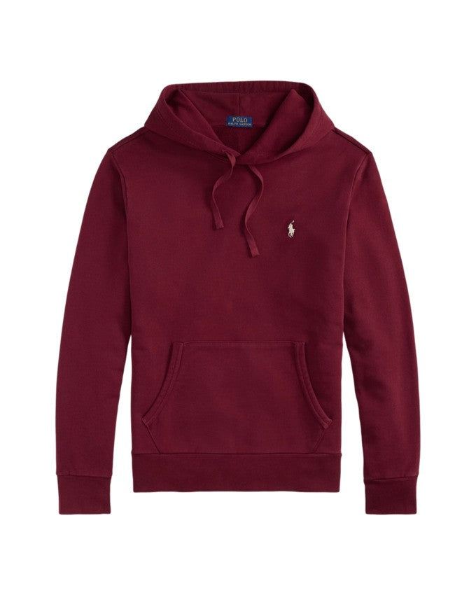 Wine-Hued Hoodie with Plush Loopback Interior