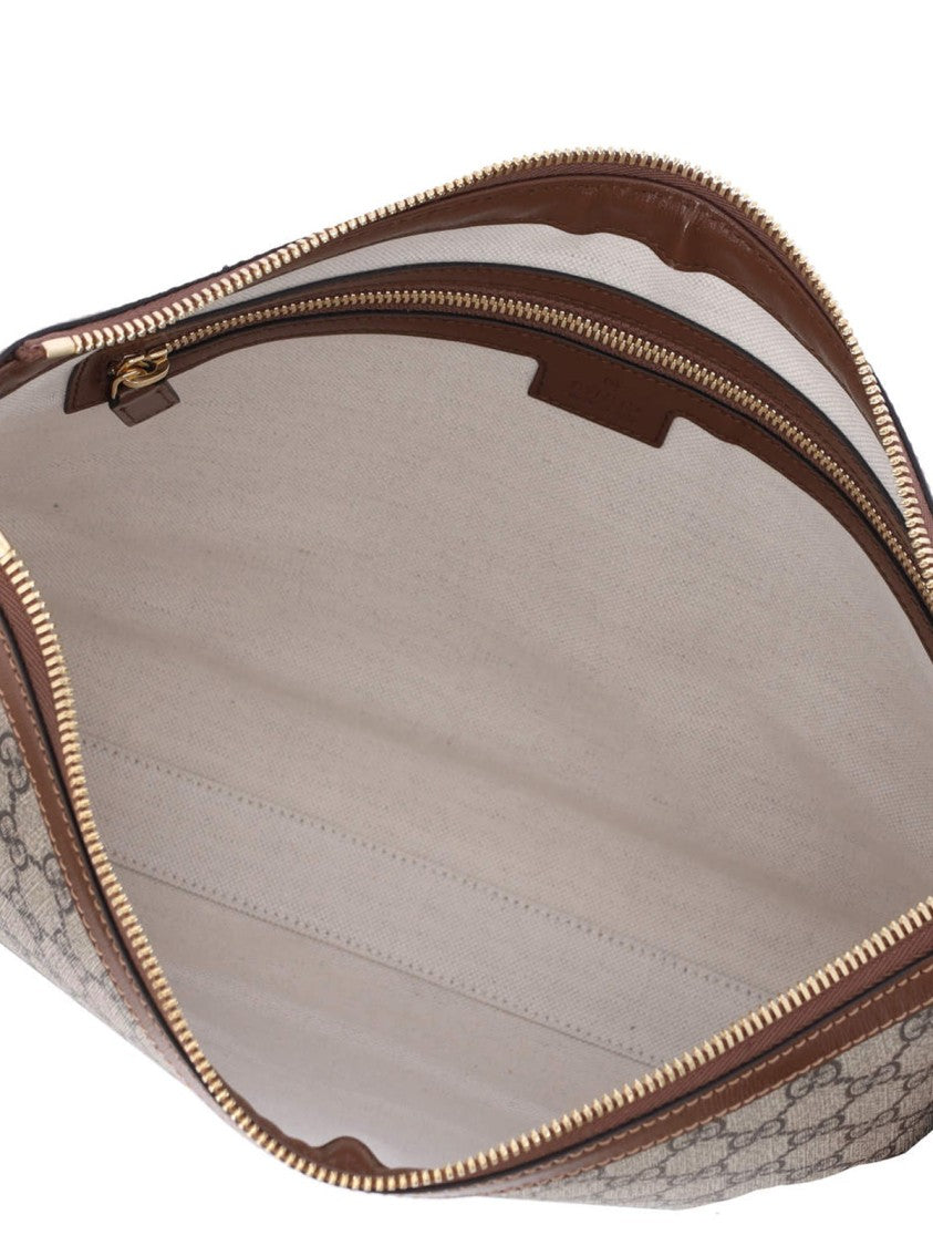 Gucci Jacquard 'Gg Supreme' Shoulder Bag With Leather Accents