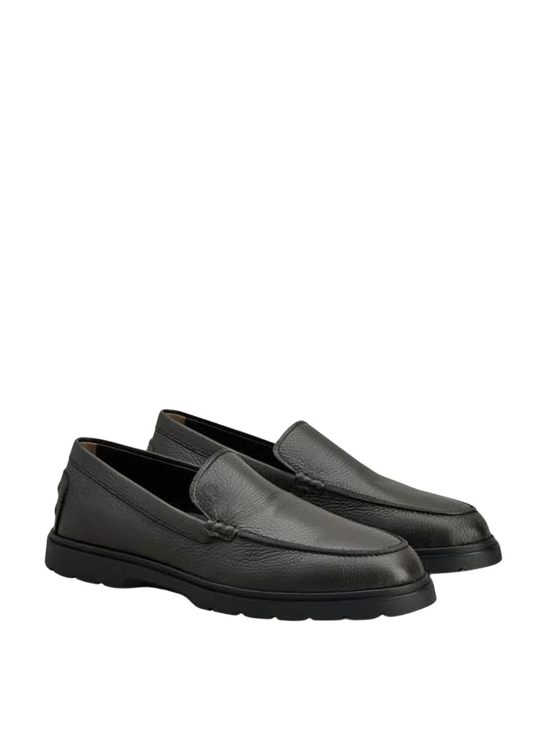 Textured Deerskin Leather Loafer with Rubber Sole