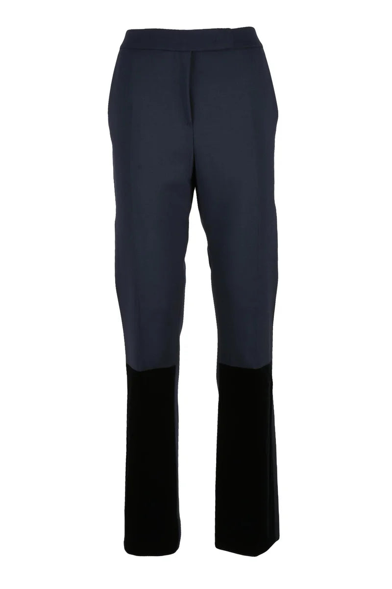 High-Waisted Stretch Wool Trousers - Blue