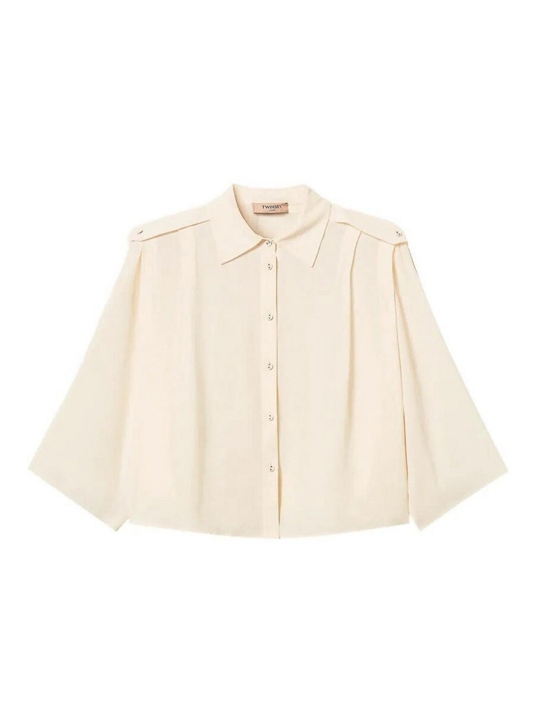 Cropped Button-Down Blouse with Classic Collar