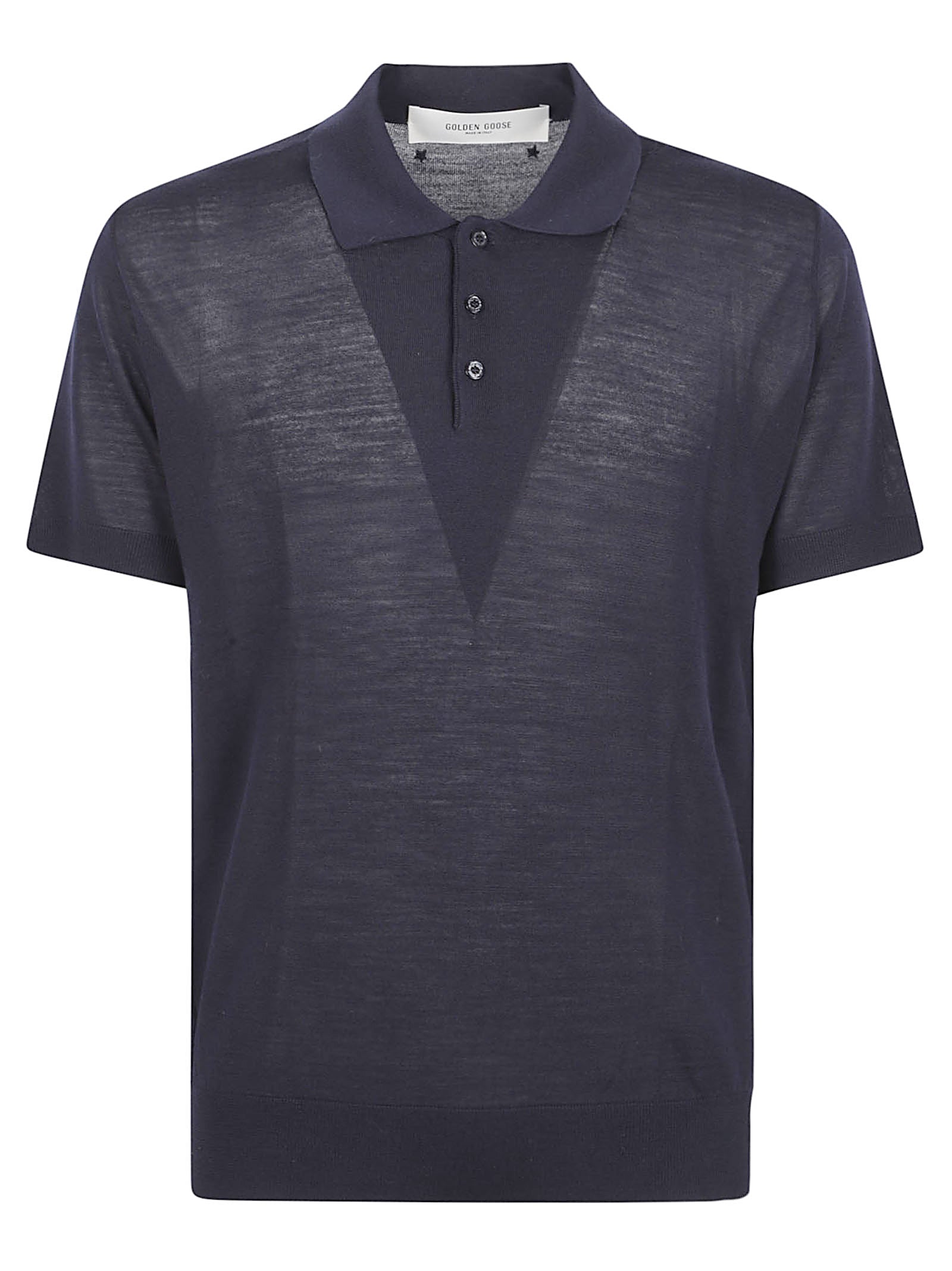 Classic Blue Wool Polo Shirt