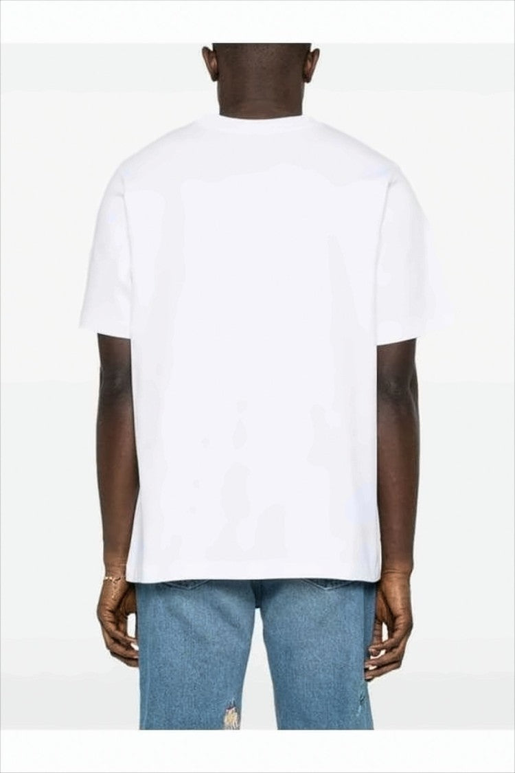 White Short-Sleeve T-Shirt With Cherub Graphic Print