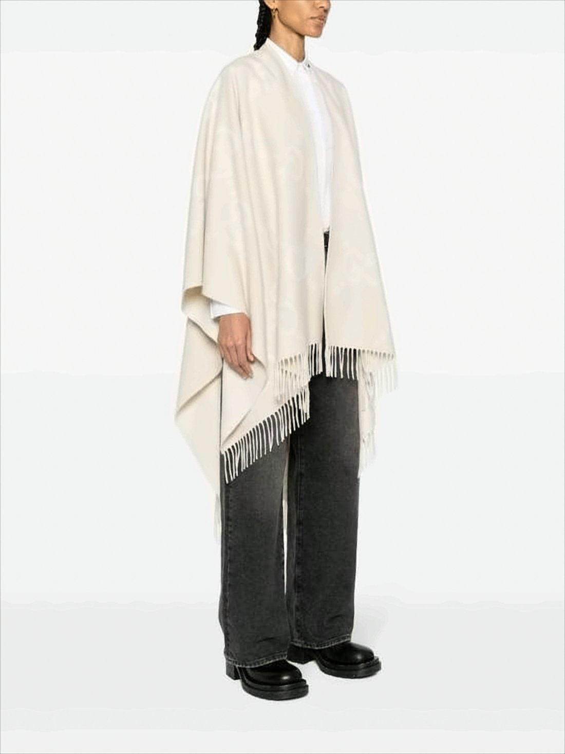 Flowing Cashmere Cape with Fringed Edges