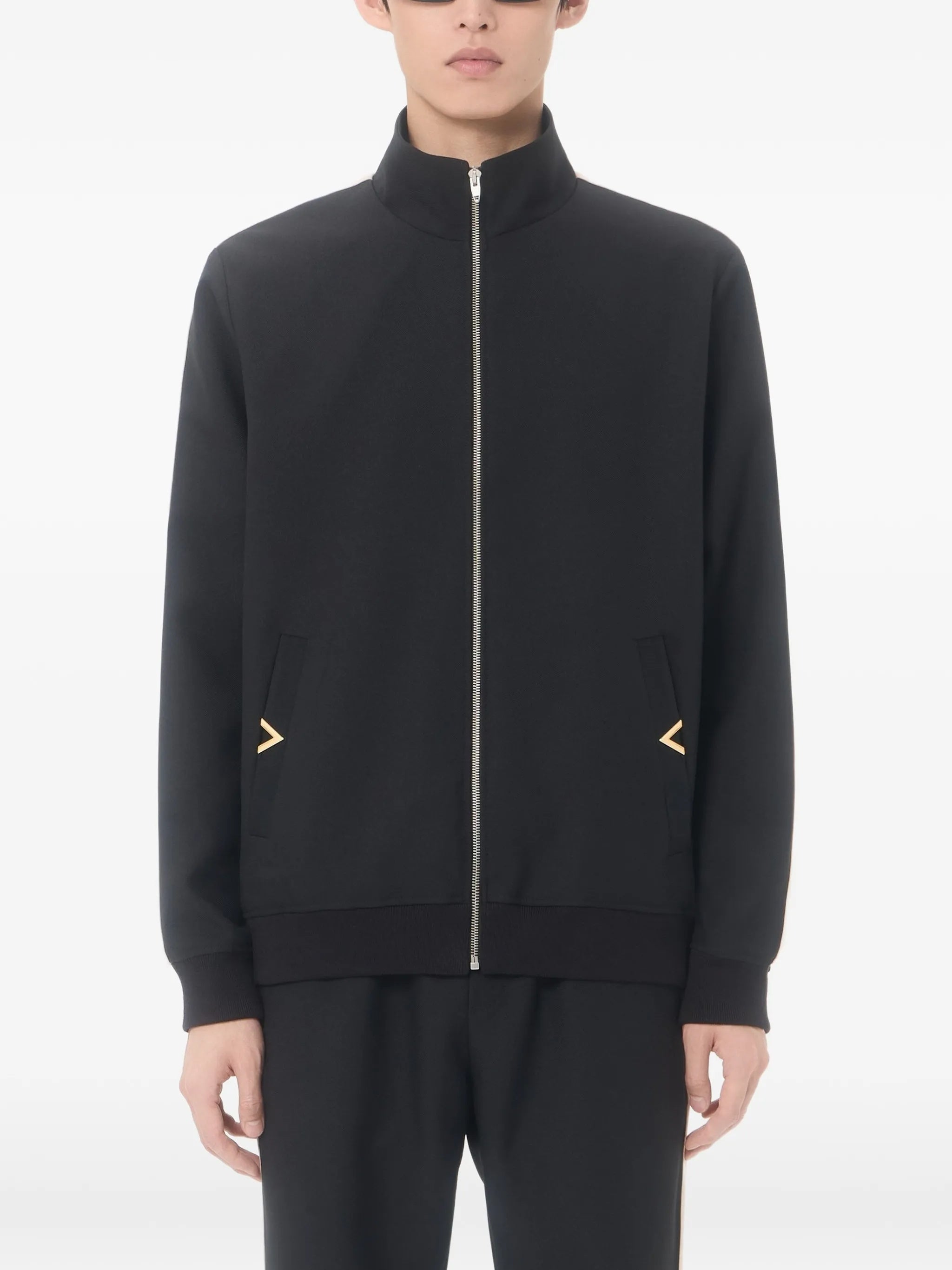 Black Jersey Sweatshirt Vgold Polyester Jacket