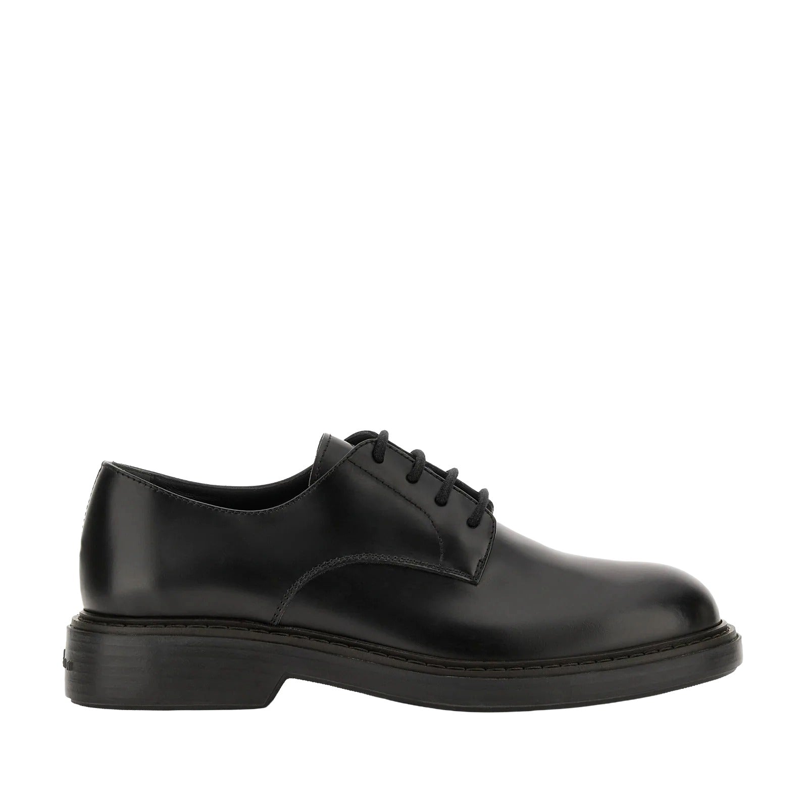 H704 Derby Lace-Up Shoes in Black Calfskin