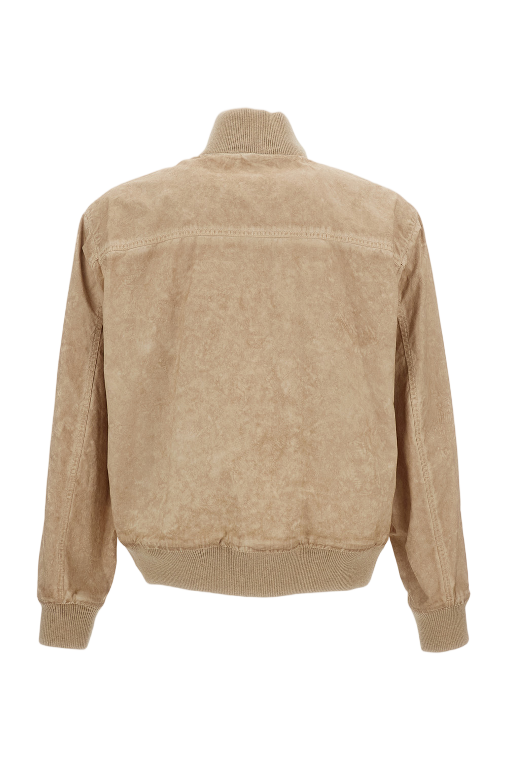 Authentic Garment-Dyed Bomber Jacket with Rib-Knit Details