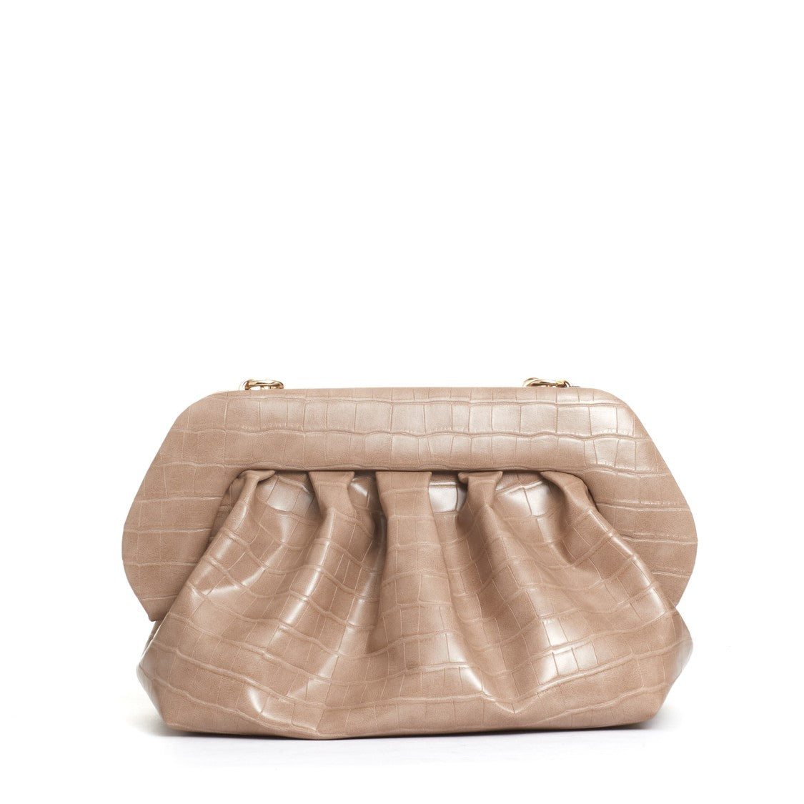 Beige Crocodile Print Clutch