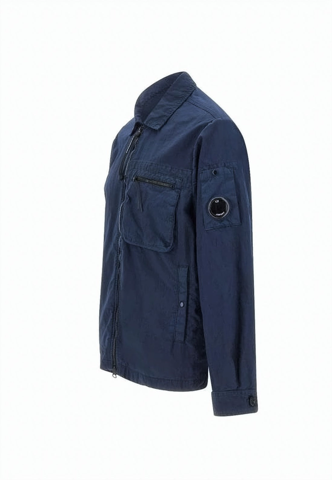 Structured Utility Jacket with Zipper Closure and Logo Patch