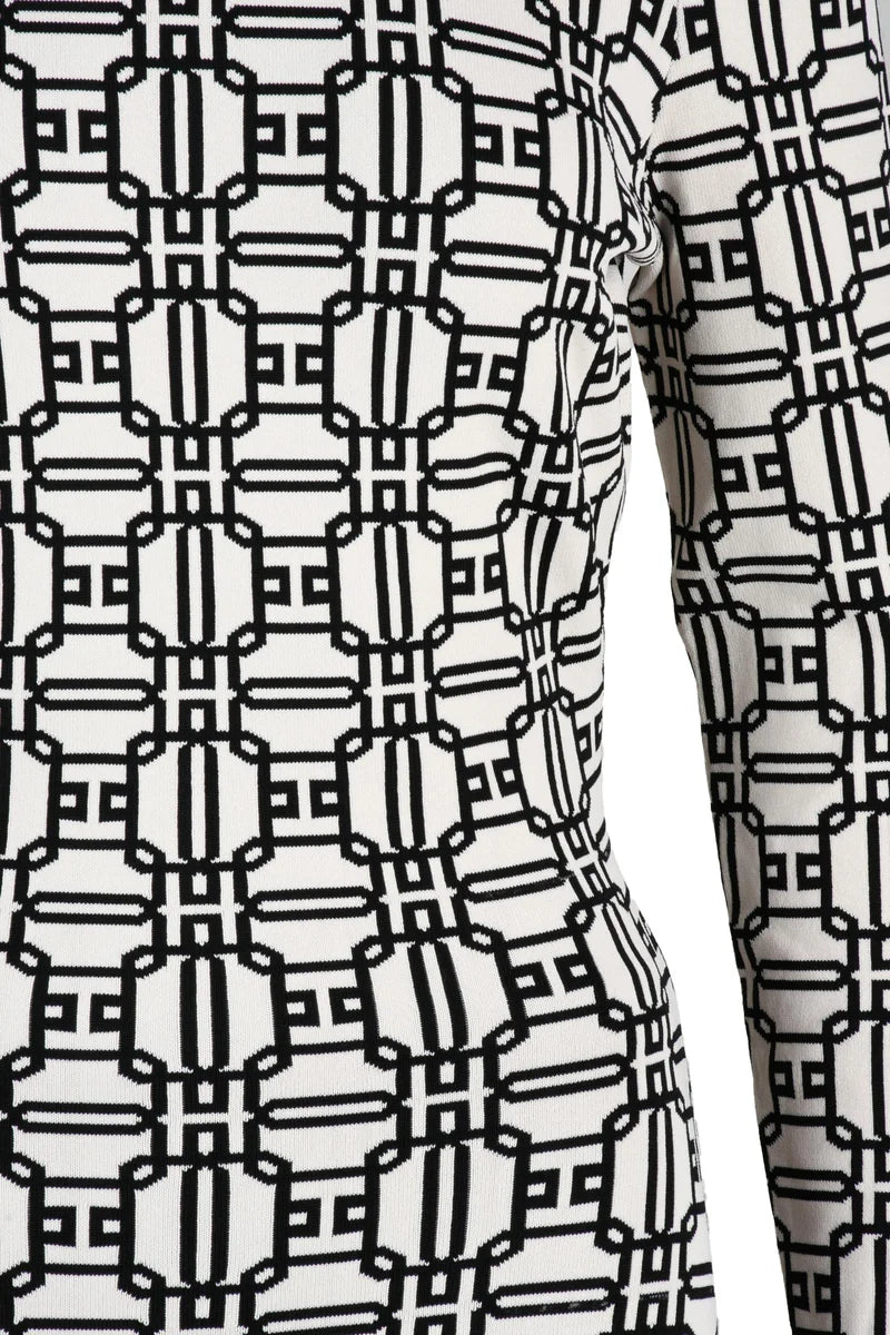 Short Knit Dress - Black/White