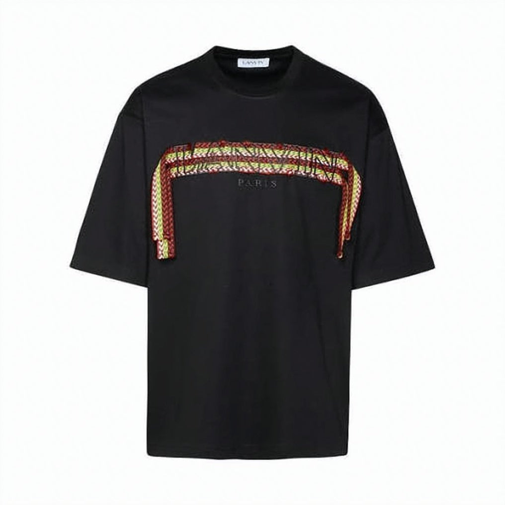 Graphic Design Black Short-Sleeved T-Shirt by LANVIN