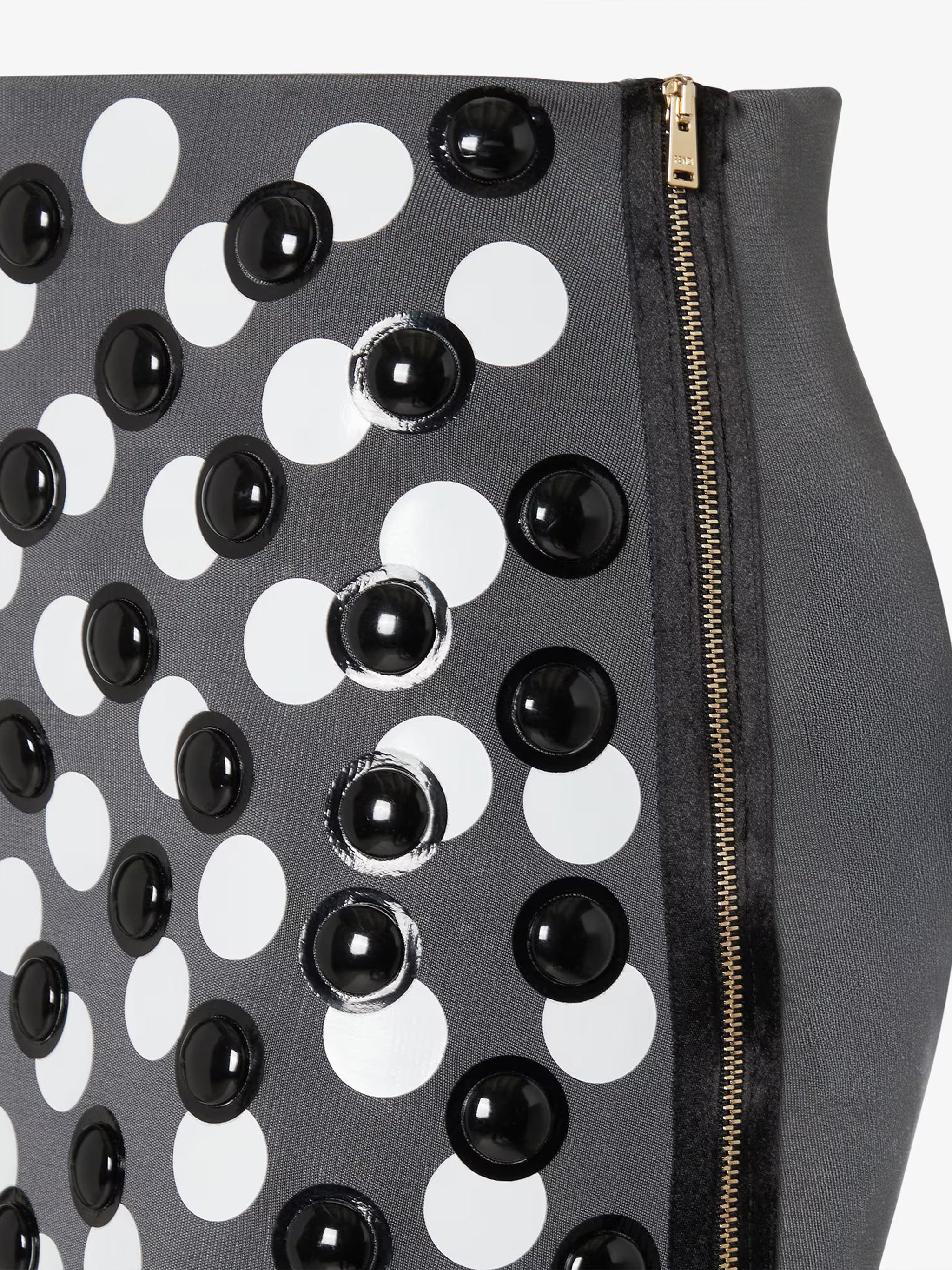 Viscose Mini Skirt with Circular Embellishments