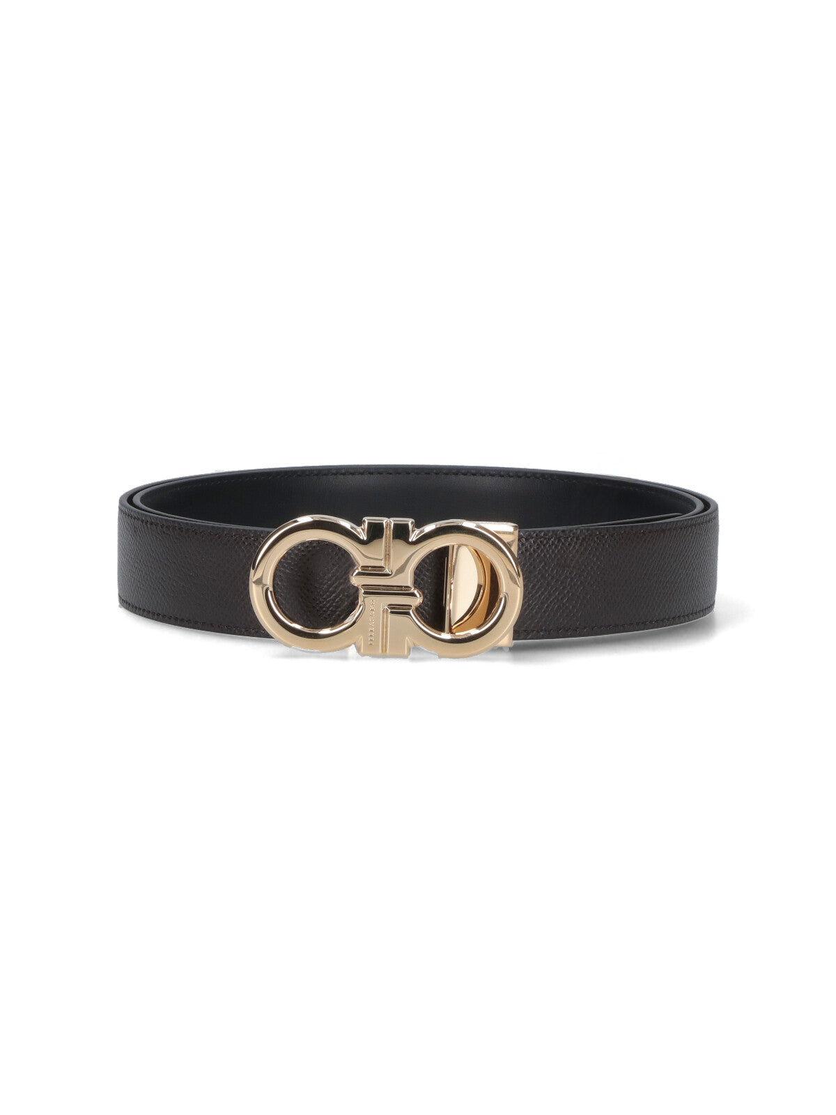 "Gancini" Belt In Black Calfskin