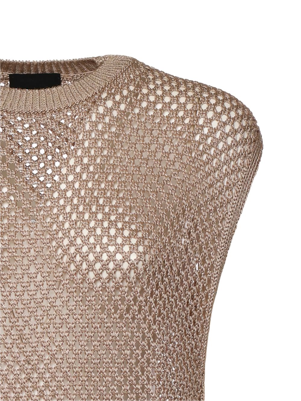 Sleeveless Open-Weave Sweater In Natural Tone