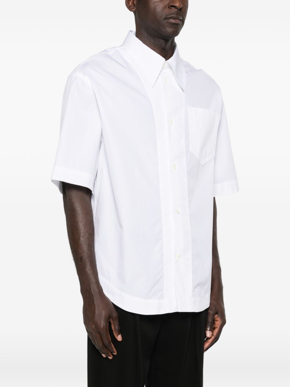 White Chest Pocket Short Sleeve Shirt