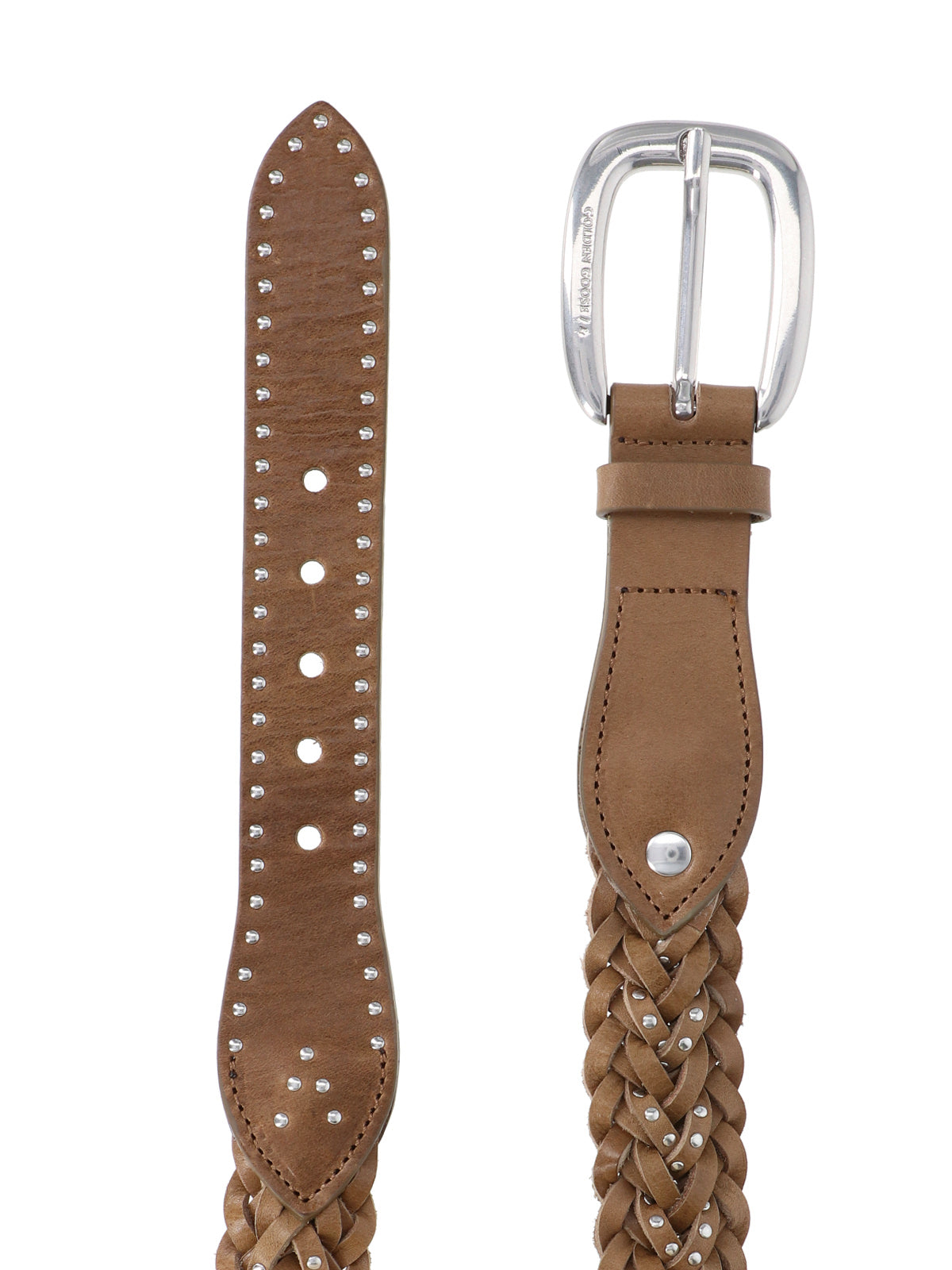 Green Houston Braided Calfskin Leather Belt