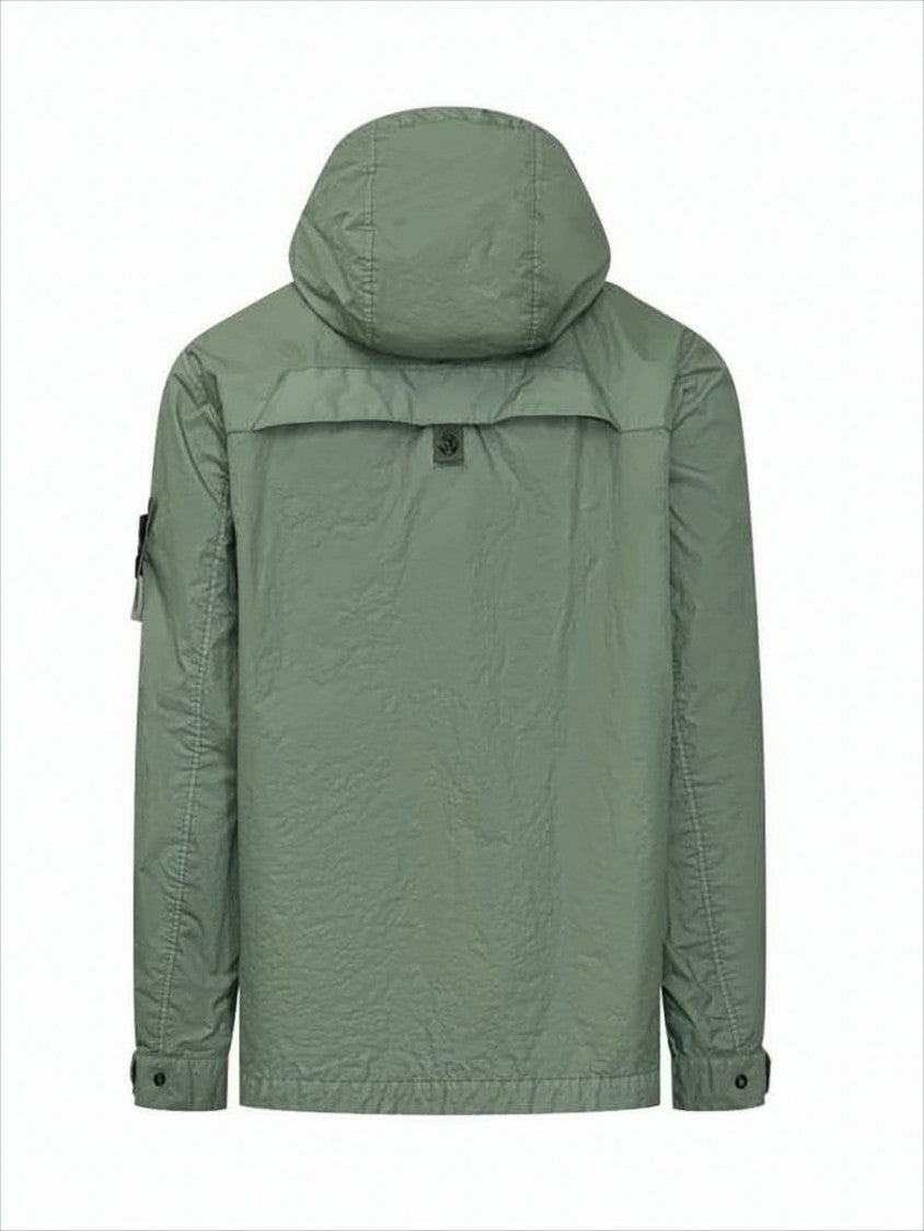 Lightweight Green Polyamide Jacket with Compass Logo
