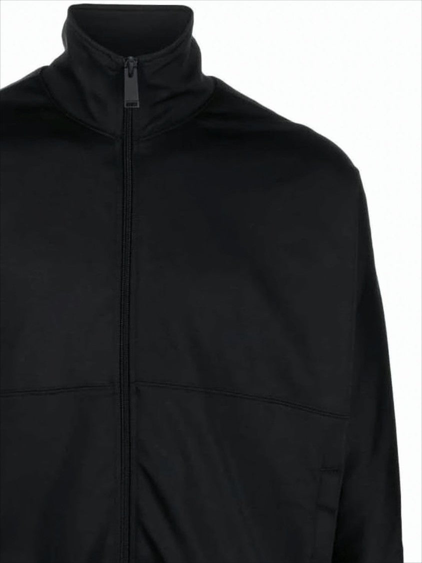 Boxy Black Jacket With High Collar And Zipper Closure