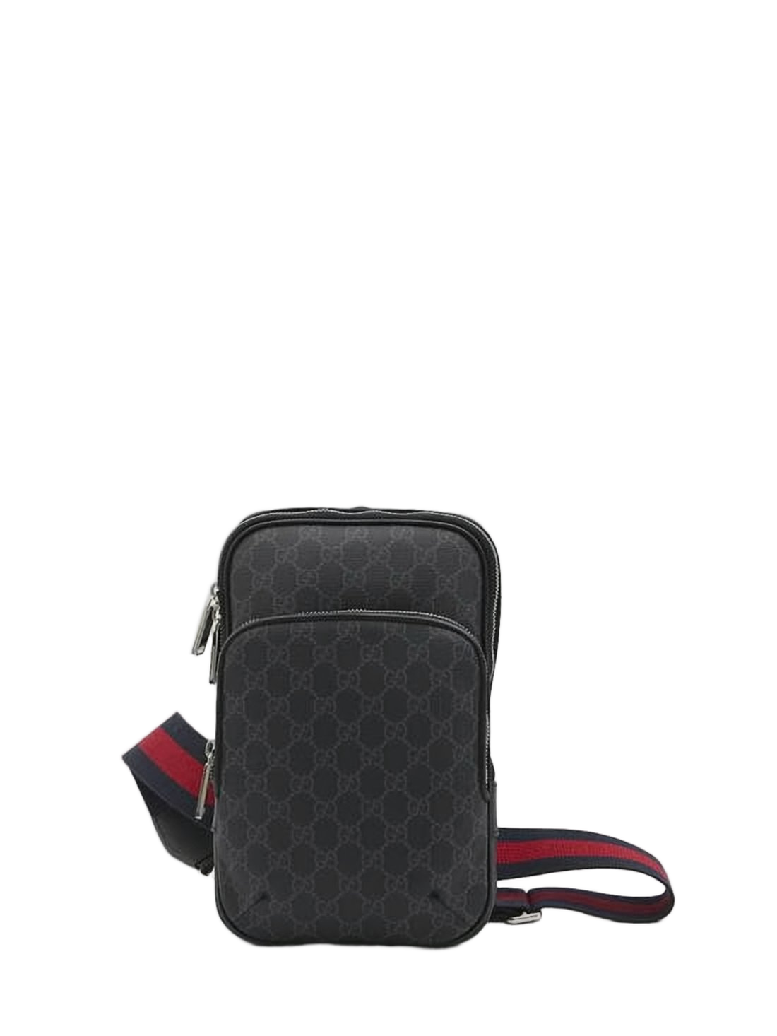 Compact Canvas Crossbody Bag with Monogram Pattern