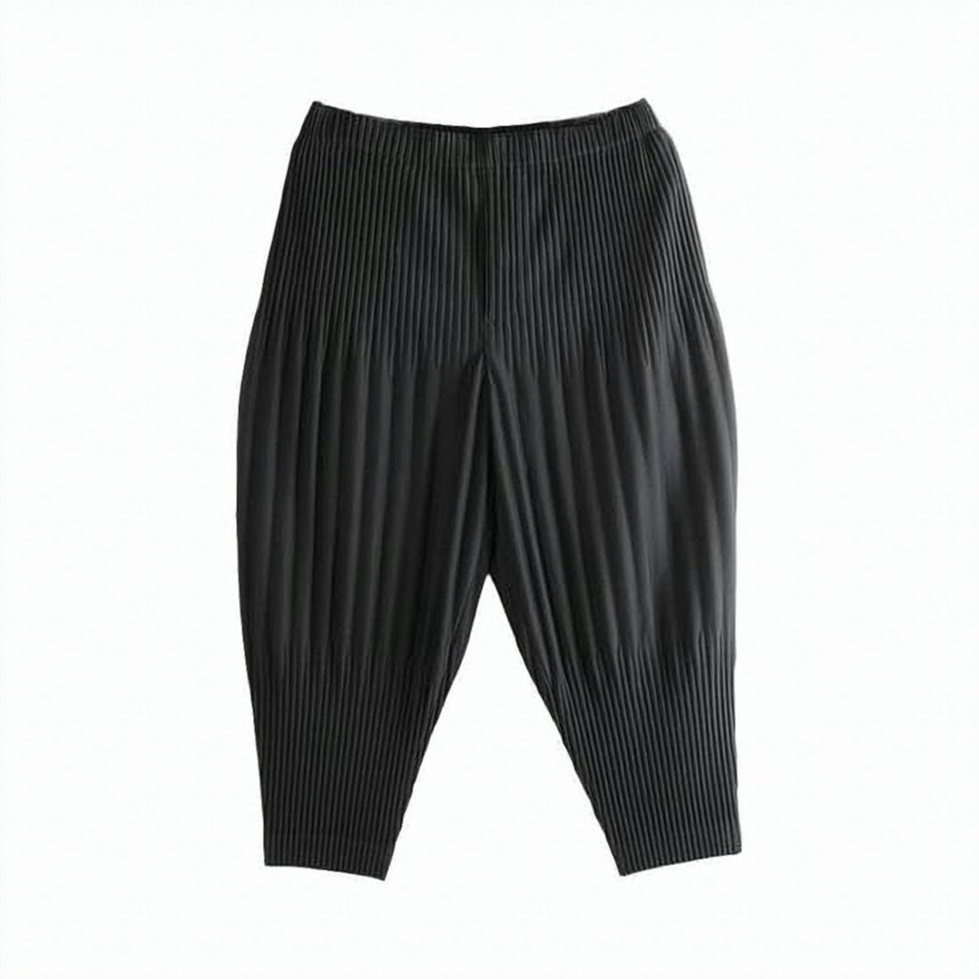 Pleated Green Jogger Pants With Tapered Leg