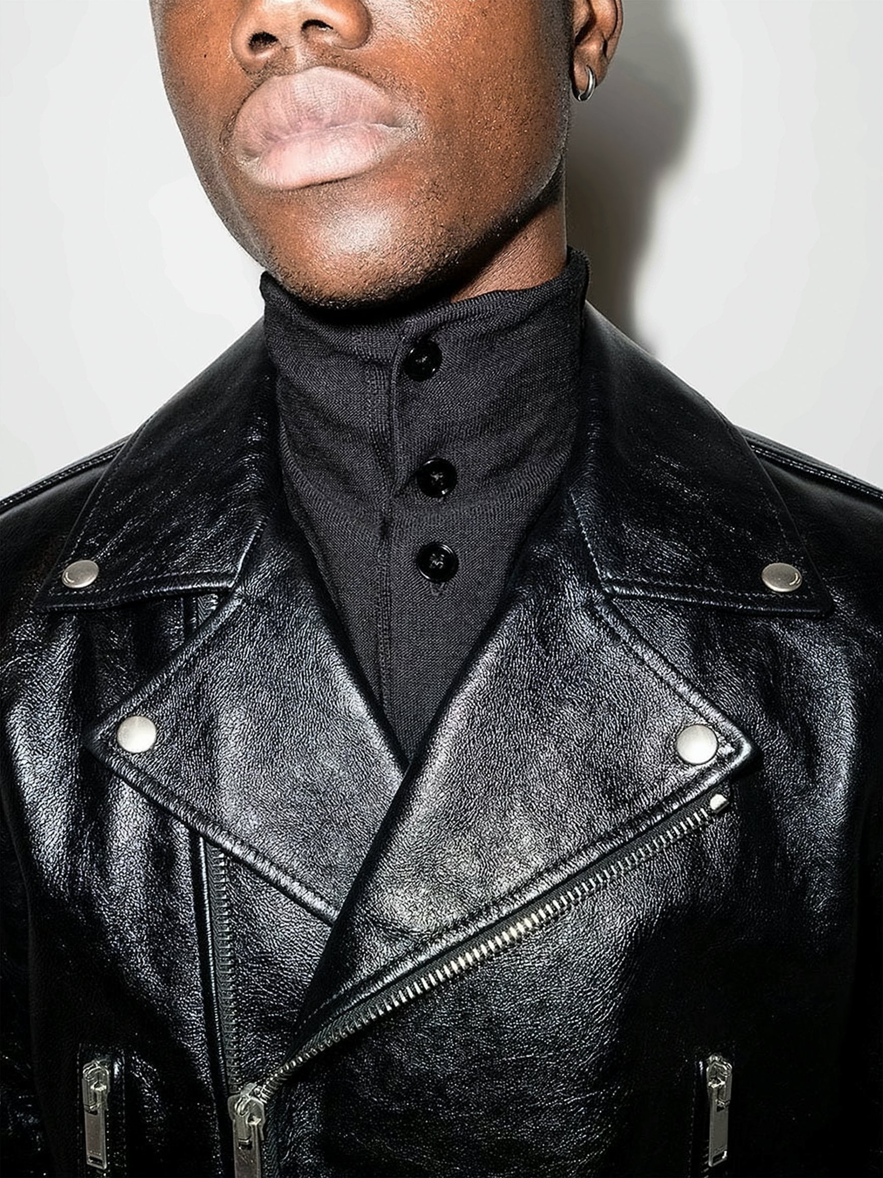 Black Asymmetrical Zipper Leather Jacket