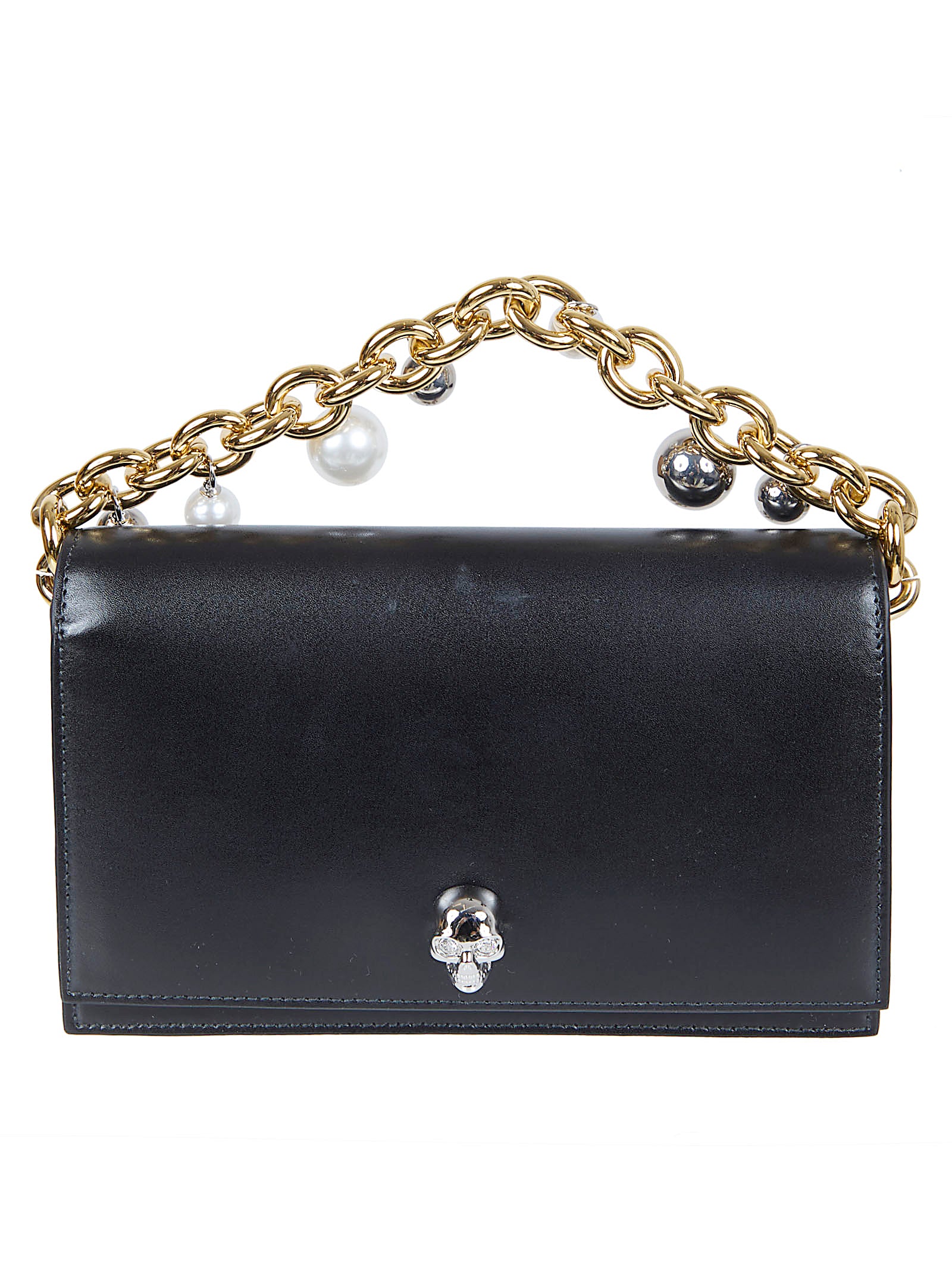 Structured Black Calfskin Handbag with Gold