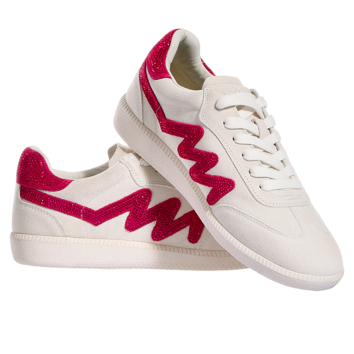 Low-Top Sneakers with Vibrant Royal Pink Zigzag Accents