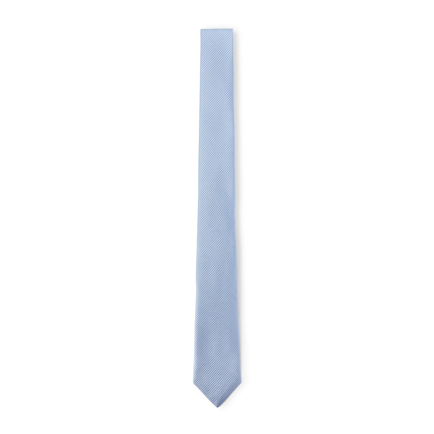 Textured Light Blue Slim Tie in Mulberry Silk