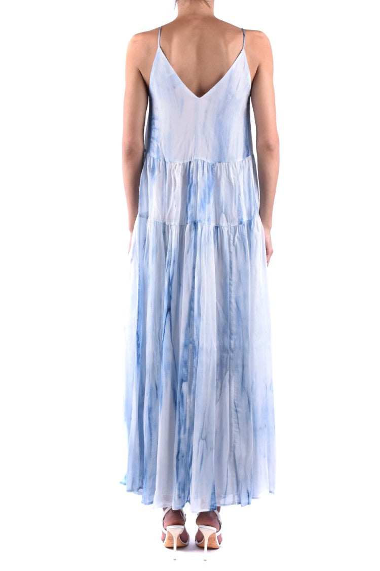 Tiered Maxi Dress With Watercolor Pattern