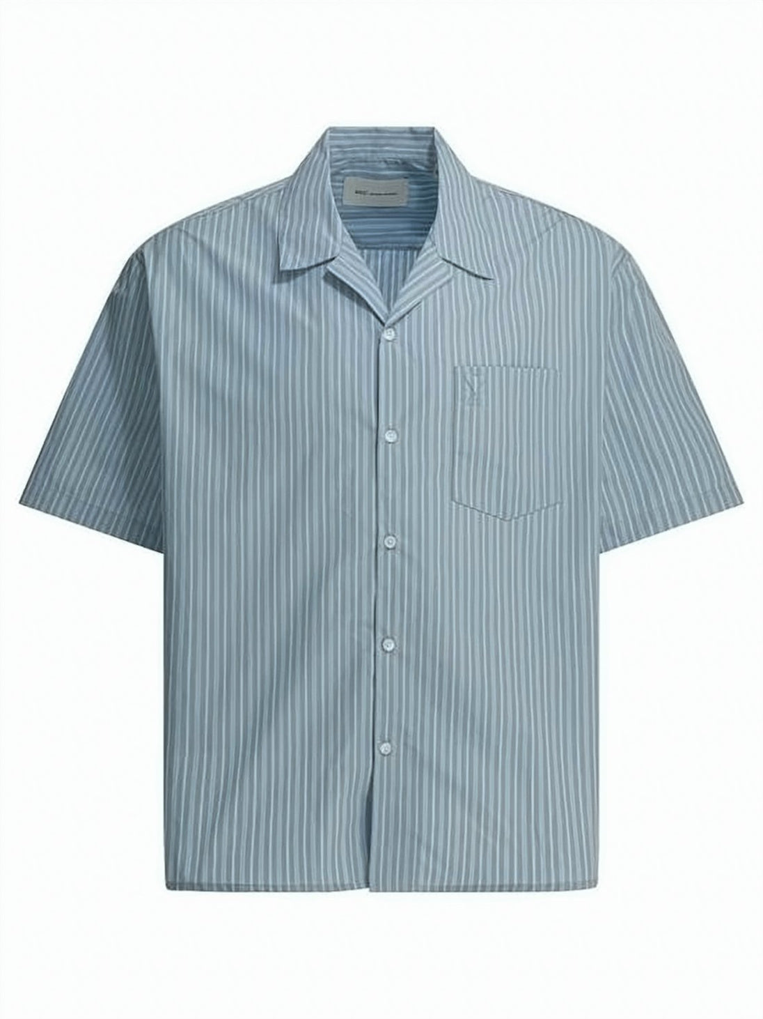 Vertical Stripe Relaxed Fit Short-Sleeve Shirt