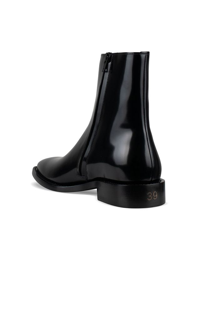 Glossy Patent Leather Ankle Boots